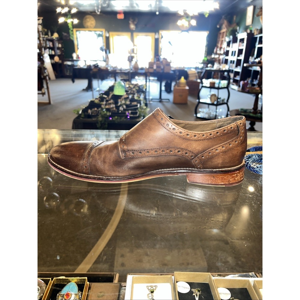 Johnston & Murphy Men's Double Monk Strap Wingtip Brown Leather Dress Shoes 11.5 - Picture 6 of 7